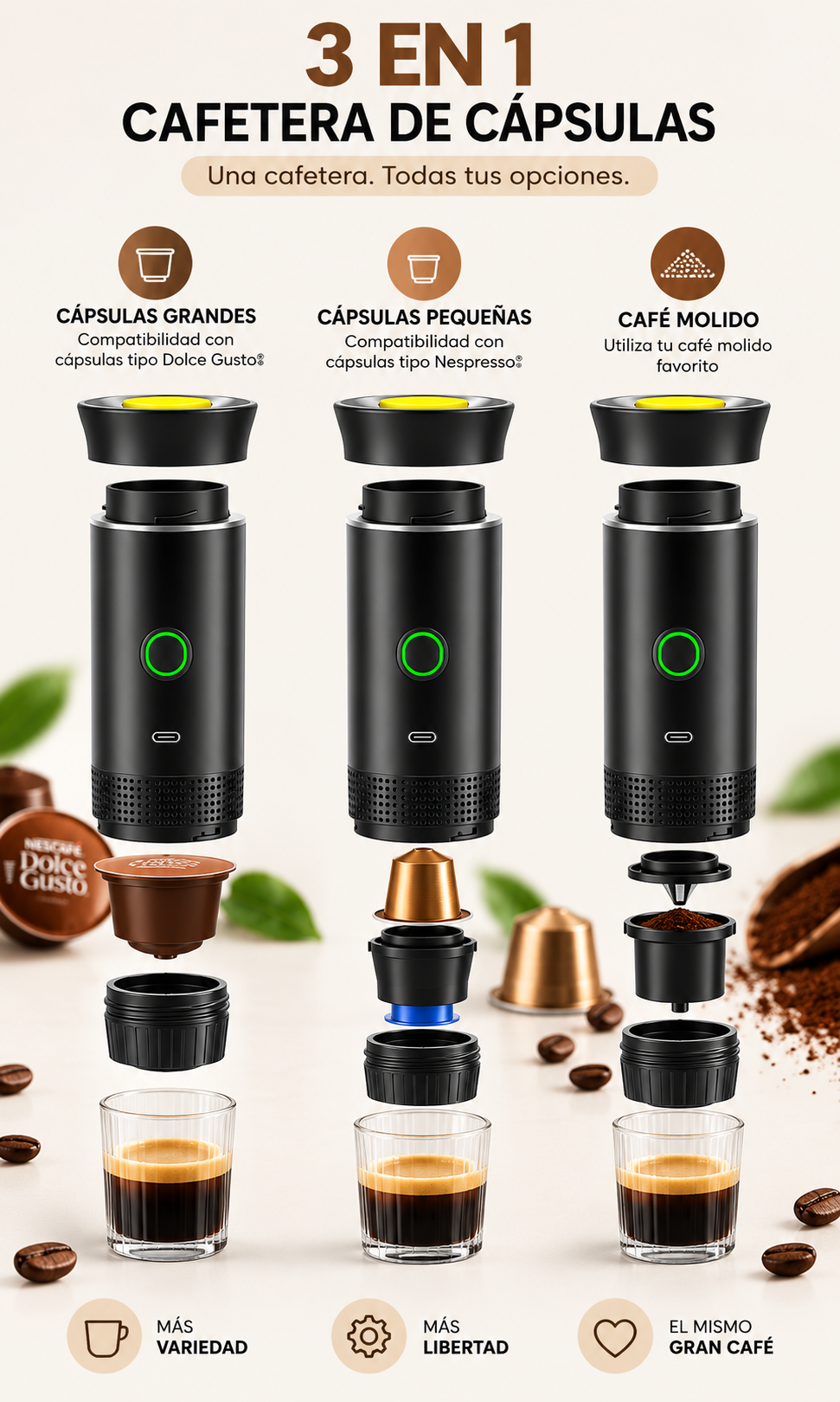 Cafetera Eléctrica Portátil 3 en 1