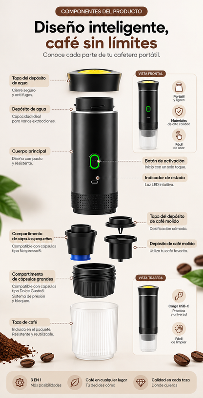 Cafetera Eléctrica Portátil 3 en 1
