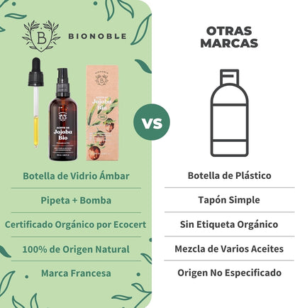 BIONOBLE Aceite De Jojoba 100 Puro Y Natural, Bio - Pelo, Piel - 100Ml