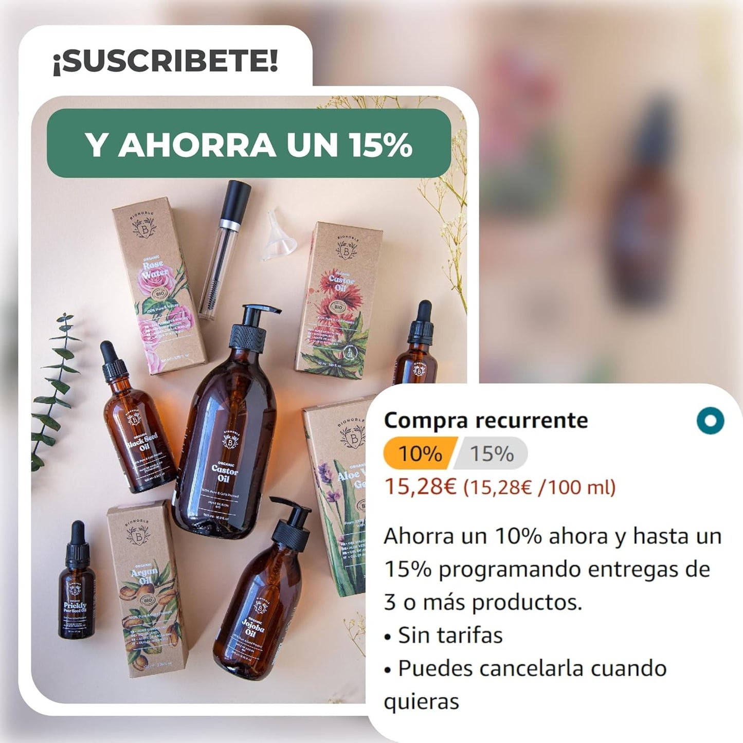 BIONOBLE Aceite De Jojoba 100 Puro Y Natural, Bio - Pelo, Piel - 100Ml