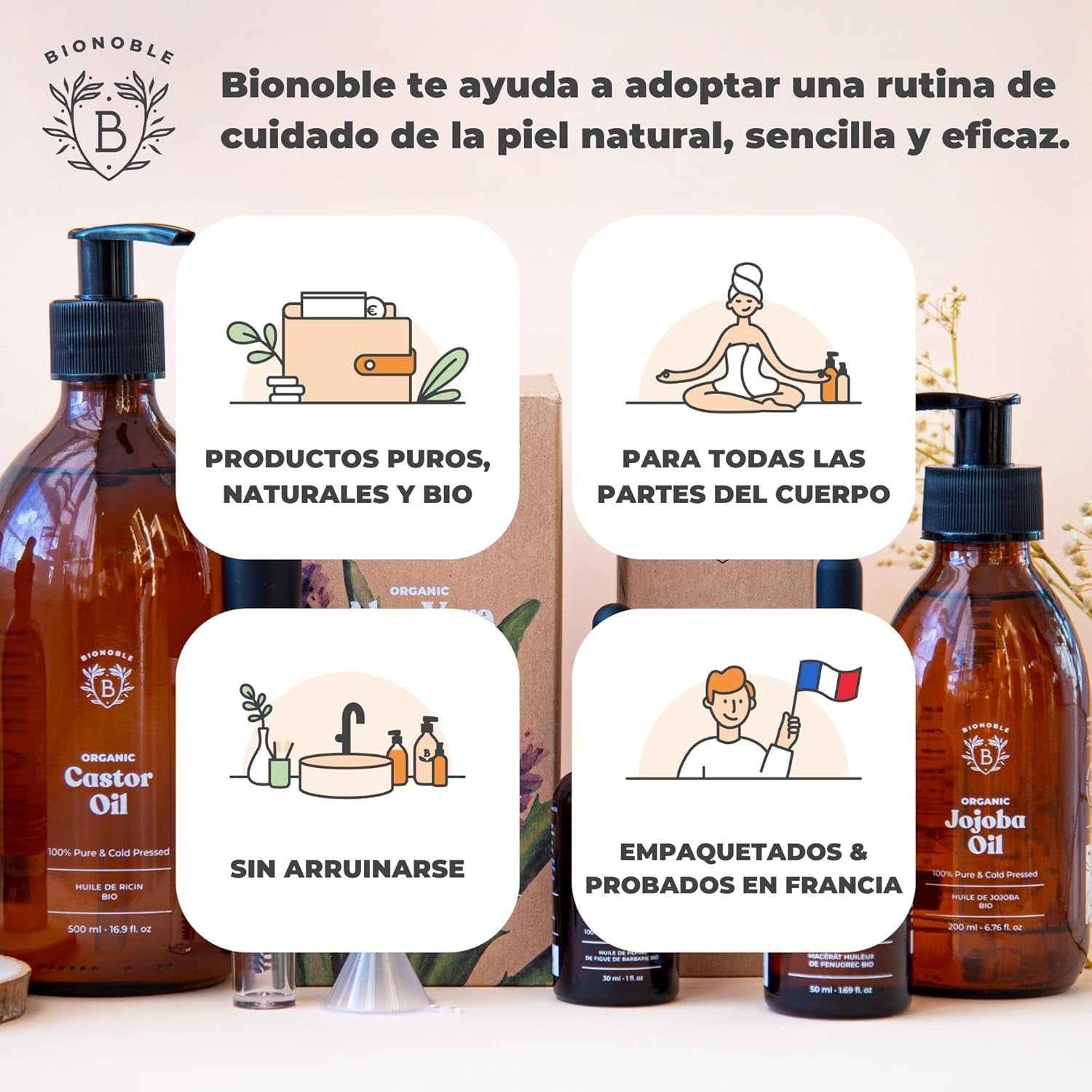 BIONOBLE Aceite De Jojoba 100 Puro Y Natural, Bio - Pelo, Piel - 100Ml