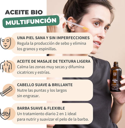 BIONOBLE Aceite De Jojoba 100 Puro Y Natural, Bio - Pelo, Piel - 100Ml