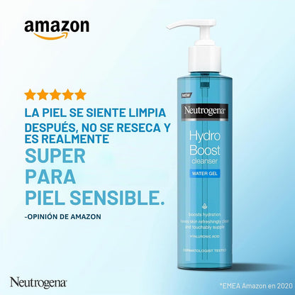 Neutrogena Hydro Boost Aqua Gel Limpiador Facial Suave Con Ácido Hialurónico Y Glicerina Para Todos Los Tipos De Piel, 200 Ml
