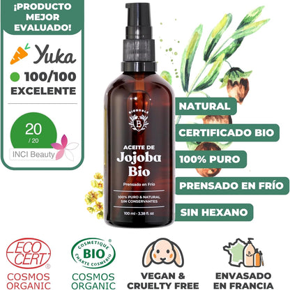 BIONOBLE Aceite De Jojoba 100 Puro Y Natural, Bio - Pelo, Piel - 100Ml